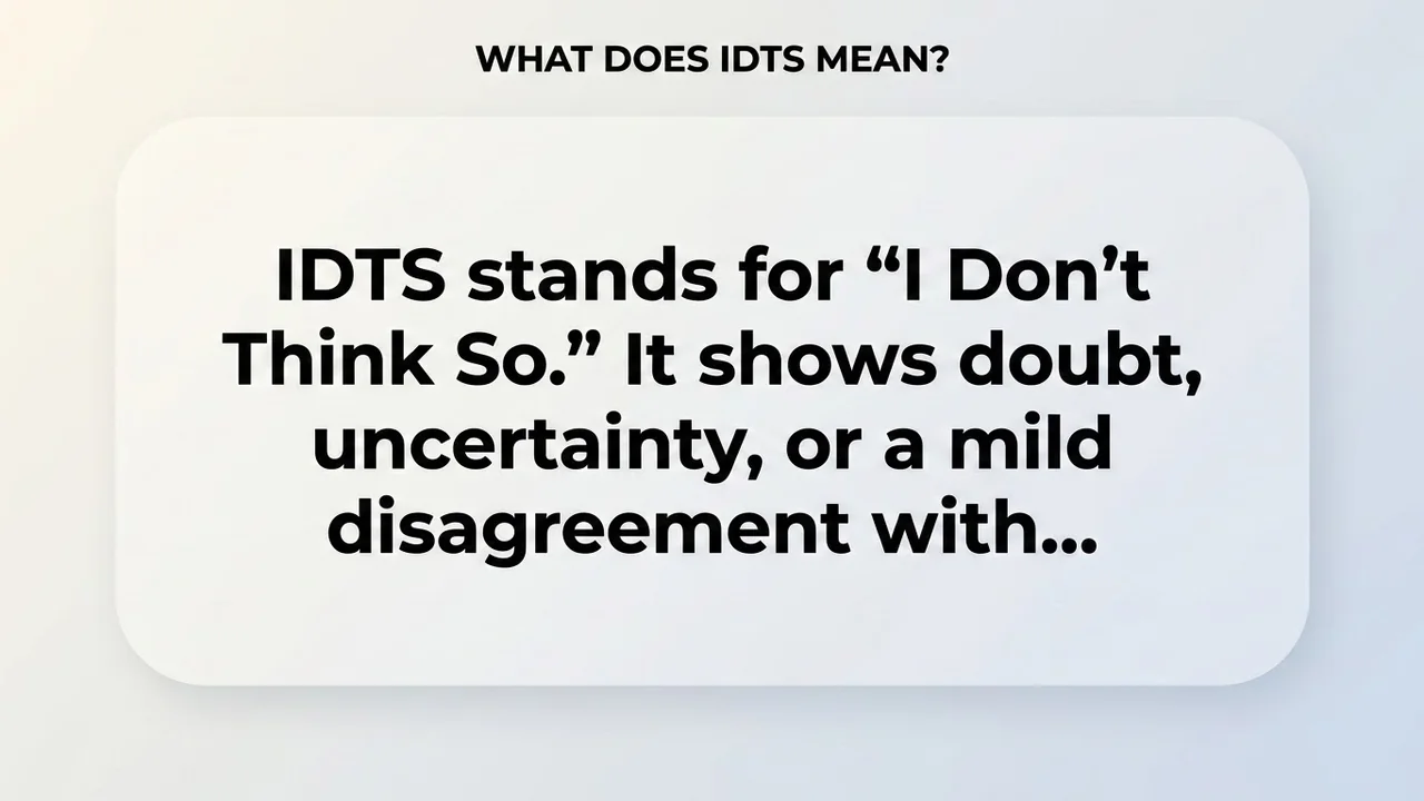 What Does IDTS Mean? - IDTS Meaning meaning